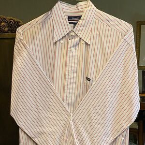 Faconnable Red and White Striped Dress Shirt